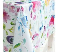 JameStyle26 Nappe de table lavable Motif Oxford Plusieurs tailles et motifs Cuisine et salon Lavable Feuilles Fleurs Motif coloré Plusieurs tailles et motifs disponibles, Blume 140 x 260 cm