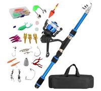 jamgeery Canne à Pêche Junior, Canne Télescopique 1,8 Mètres avec Moulinet, Équipement Débutant Pêche en Mer, Accessoires de Quai et Matériel Extérieur