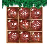 jamgeery Décorations de Noël Incassables 9 Pièces,Décorations de Noël | Sphères Peintes Pet 8cm Transparentes pour Décoration Intérieure Fête Hivernale