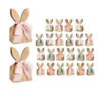 jamgeery Lot de 24 sacs cadeaux rustiques en forme d'oreilles de lapin - Nœuds, anniversaire, printemps, jardin, réunions, chasse aux œufs, maison, école, salon