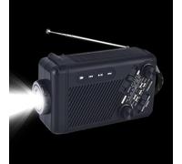 jamgeery Radio à Manivelle | Radio AM/FM/Ondes Courtes avec Manivelle, Alimentation Solaire et Alerte Météo | Lecteur Musical USB Rechargeable avec Lampe LED pour Randonnée Camping Survie Plage