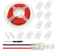 JAMHER 10 Pièces LED Strip Connector RGB Lights Adapter Lighting Pin Connecteurs clairs sans fil Gapless Track Lighting Connector avec 5M/16.4ft câble(2 PIN 8 MM)