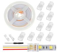 JAMHER 10 Pièces LED Strip Connector RGB Lights Adapter Lighting Pin Connecteurs clairs sans fil Gapless Track Lighting Connector avec 5M/16.4ft câble(3 PIN 8 MM)