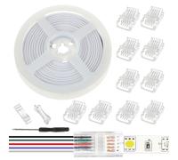 JAMHER 10 Pièces LED Strip Connector RGB Lights Adapter Lighting Pin Connecteurs clairs sans fil Gapless Track Lighting Connector avec 5M/16.4ft câble(5 PIN 12 MM)