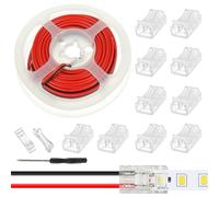 JAMHER 10 Pièces LED Strip Connector RGB Lights Adapter Lighting Pin Connecteurs clairs sans fil Gapless Track Lighting Connector avec 5M/16.4ft câble(2 PIN 10 MM)
