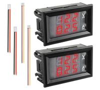 JAMHER 2 Pièces 10A DC 0-100 V LED Voltmètre Ampèremètre, Rouge Multimètre numérique Testeur de courant de tension pour 12V/24V Ampémètre Voltmètre Gauge Panneau