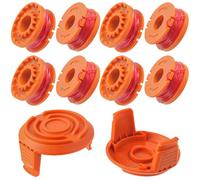 JAMHER Bobine Fil Coupe Bordure Ø1,65 mm 3m Long, WA0004.1/WA0010 ligne bobine de coupe Remplacement et capuchon de protection (8 Bobines WA0010+ 2 Capuchons WA6531)