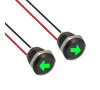 JAMHER Lot de 2 12mm Led Métal étanche Voyants, DC 12 V/24 V Voyants LED pour Motos, Voitures, Camions, Tracteurs, Camping Cars, VTT