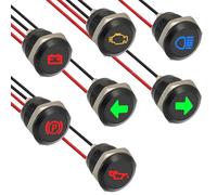 JAMHER Lot de 7 12mm Led Métal étanche Voyants, DC 12 V/24 V Voyants LED pour Motos, Voitures, Camions, Tracteurs, Camping Cars, VTT