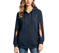 Jamicy Sweat Femme Zippé Hoodie Décontracté Mode Pull Doux Sweatshirt avec Masque de Nuit Sweat-Shirt avec Poche Zippée Cordon Hood Couleur Unie Haut Automne Habit Vêtements Marine S (s)