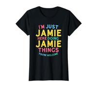 Jamie Here Doing Jamie Things Funny Jamie Name T-Shirt Graphique avec Valeur, Femme, Noir, S
