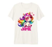 Jamie Licorne Nom Personnalisé T-Shirt Haut de Gamme