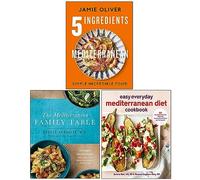 Jamie Oliver 5 Ingrédients Méditerranéen [Couverture rigide], La table familiale méditerranéenne [Couverture rigide] et livre de recettes de régime méditerranéen facile au quotidien, ensemble de 3 li
