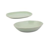 Jamie Oliver Big Love ensemble Assiette et Bol de Festin Rond en Grès Vert Allant du Four à la Table, Bol de Service en Grès Vert Profond, Passe au Lave-Vaisselle et au Four