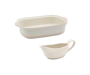 Jamie Oliver Big Love ensemble Epic Roast avec Plat en Céramique avec Poignées, 39 X 25 X 8 cm, Saucière Blanche 400 ml, 23 X 8 X 10 cm, Micro-Ondes, Four et Lave-Vaisselle