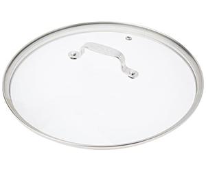 Jamie Oliver by Tefal B89987 Couvercle en verre avec bord en acier inoxydable, valve d'évacuation de vapeur, protection anti-débordement, passe au lave-vaisselle, gravure exclusive Jamie Oliver sur la