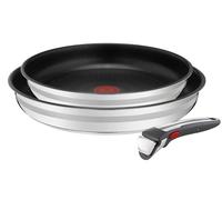 Jamie Oliver by Tefal Ingenio L97691 Lot de 3 poêles à induction avec poignée amovible, 24/28 cm, empilables, peu encombrantes, avec revêtement antiadhésif, faciles à utiliser et à nettoyer