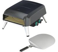 Jamie Oliver by Tefal Pizza Pronto JM4168D0 Four à pizza à gaz avec pierre à pizza rotative à 360°, bouton rotatif manuel, design compact, noir et acier inoxydable