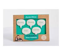 Jamie Oliver Vintage Set d'étiquettes à fromage, 5 pièces, étiquettes à fromage, marquage pour fromage, fingerfood, céramique, couleur crème, 5 x 4 cm, 554899