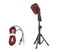 JAMIEKA Micro dynamique rétro avec anti design pour karaoké, noir | Câble Auditif 4M Micro Coeur pour Home Studio avec Réponse en Fréquence Large pour Instrument de Musique