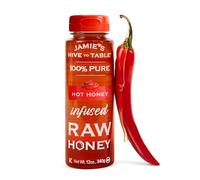 Jamie's Hive to Table Hot Honey 340,2 g - Miel brut 100 % naturel infusé avec extrait de poivre extra chaud - Sans gluten, sans OGM - Miel épicé parfait pour votre pizza, barbecue, charcuterie ou