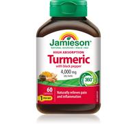 Jamieson Turmeric with Black Pepper 4000 mg capsules pour préserver la vitalité 60 cps