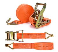 JAMITE 2 Pièces Sangle à Cliquet avec Crochets,Longueur 5.5 m,Largueur 3.8 mm,Sangle d'Arrimage à Cliquet,Sangles de Serrage,Supportant Une Charge Maximale Totale de 2000 kg
