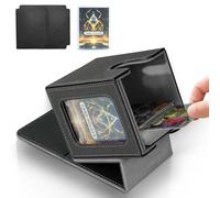 Jamiukro Boîte de jeu de cartes pour MTG Commander, boîte à cartes TCG, boîte de rangement magnétique en cuir PU pour cartes à collectionner, peut contenir 100 cartes à double pochette, noir et gris