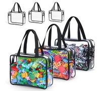 Jamiukro Lot de 6 sacs de rangement pour jouets, compatibles avec briques Lego, organiseurs de jouets de voyage pour enfants, voitures jouets, puzzles (noir)