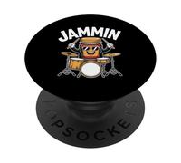 Jammin Funny Drummer Amateur de Musique PopSockets PopGrip Adhésif