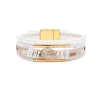 JAMNGHB Bracelet empilable en cuir avec perles en cristal et cœur pour femme, One Size, Comme décrit