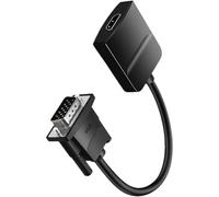 JAMNGHB Câble adaptateur VGA mâle vers HDMI femelle Résolution 1080p 3,5 mm Transmission de musique pour écrans d'ordinateur, téléviseurs