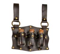 JAMNGHB Ceinture médiévale rétro en cuir pour bouteille de potion magique Alchimistes pour jeux de rôle et fêtes à thème, café, As detailed discrption