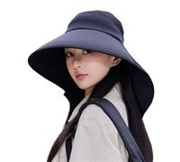 JAMNGHB Chapeau de pêcheur pour la pêche, la randonnée, les voyages avec rabat de cou de 54 à 58 cm, design réglable, soleil avec rabat de cou et ventilation en maille, Noir , taille unique