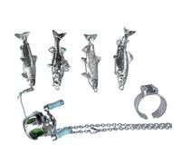JAMNGHB Collier avec pendentif détaillé sur le thème de la pêche, anneaux symboliques, bobine symbolique, fonction de rotation interactive, chaîne de cou sur le thème des pêcheurs et collectionneurs