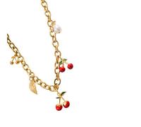 JAMNGHB Collier léger réglable en acier avec pendentif cerises et fraises - Accent rouge vif - Bijoux polyvalents - Collier à pendentif rouge vif, taille unique, Comme décrit, Comme décrit.