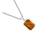 JAMNGHB Collier moderne avec pendentif géométrique en acier inoxydable pour homme avec pierres naturelles rectangulaires, accessoire pour un usage quotidien réglable en acier inoxydable, taille unique