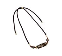 JAMNGHB Collier tibétain traditionnel de perles Dzi fait à la main, symbole de protection des neuf yeux, chaîne de cou pour équilibrer l'énergie rituels, collier bouddhiste tibétain, taille unique