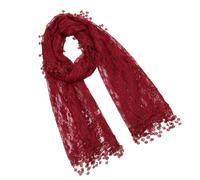 JAMNGHB Élégant voile Mantilla en dentelle pour mariage traditionnel Hijab châle en dentelle couvre-tête pour chapelle catholique formelle, bordeaux, As detailed discription