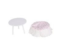 JAMNGHB Élégante table basse ronde à trois pieds avec bordure en dentelle délicate pour table ronde miniature à l'échelle 1/12