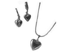 JAMNGHB Ensemble collier et boucles d'oreilles en alliage léger avec cœur/perles - Accessoires faits à la main pour événements formels - Cadeau idéal pour les voyages - Pour femme, taille unique