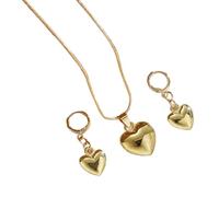 JAMNGHB Ensemble collier et boucles d'oreilles en alliage léger avec cœur/perles - Accessoires faits à la main pour événements formels - Cadeau idéal pour les voyages - Pour femme, taille unique