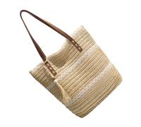 JAMNGHB fourre-tout tissé en paille, à main à bandoulière à franges, de plage léger avec doublure en Polyester, à main à poignée supérieure Spaciou