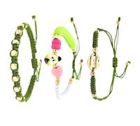 JAMNGHB Lot de 3 bracelets élégants avec perles de nez en forme de cochon et fruits en argile douce pour un look tendance