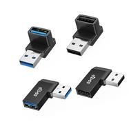 JAMNGHB Lot de 4 adaptateurs USB 3.2 coudés mâle vers femelle en aluminium pour une orientation flexible et des protections de ports dans plusieurs appareils USB à angle droit