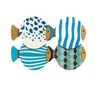 JAMNGHB Lot de 4 sous-verres en bois de chêne avec visage vert pour boissons chaudes