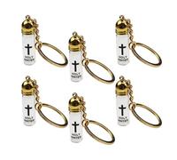 JAMNGHB Lot de 6 porte-clés crucifix en verre incassable avec mousqueton pour voyage essentiel, Doré 28 x 11 mm Mediu, taille unique