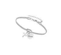 JAMNGHB Lovely Mom Cœur gravé avec breloque crucifix réglable Accessoire de poignet élégant pour femme Chaîne serpent élégante, One Size, Comme décrit