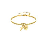 JAMNGHB Lovely Mom Cœur gravé avec breloque crucifix réglable Accessoire de poignet élégant pour femme Chaîne serpent élégante, One Size, Comme décrit