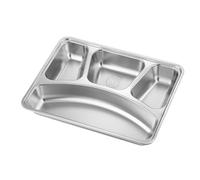 JAMNGHB Plateau repas en acier inoxydable à 4 compartiments pour la maison, l'école, la cafétéria et le bureau, assiette à déjeuner pour adultes/enfants, récipient alimentaire antidérapant en acier